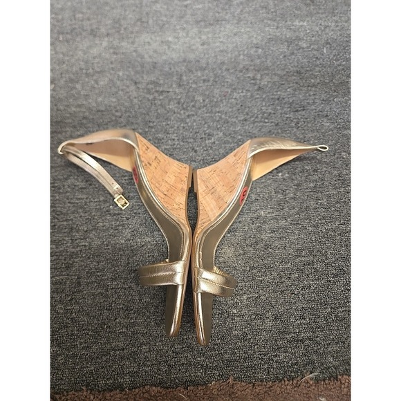 LILLY PULITZER WOMEN'S WEDGE SANDALS/SHOES JENNA 3" CORK HEEL GOLD  LEATHER  10 - Picture 2 of 4